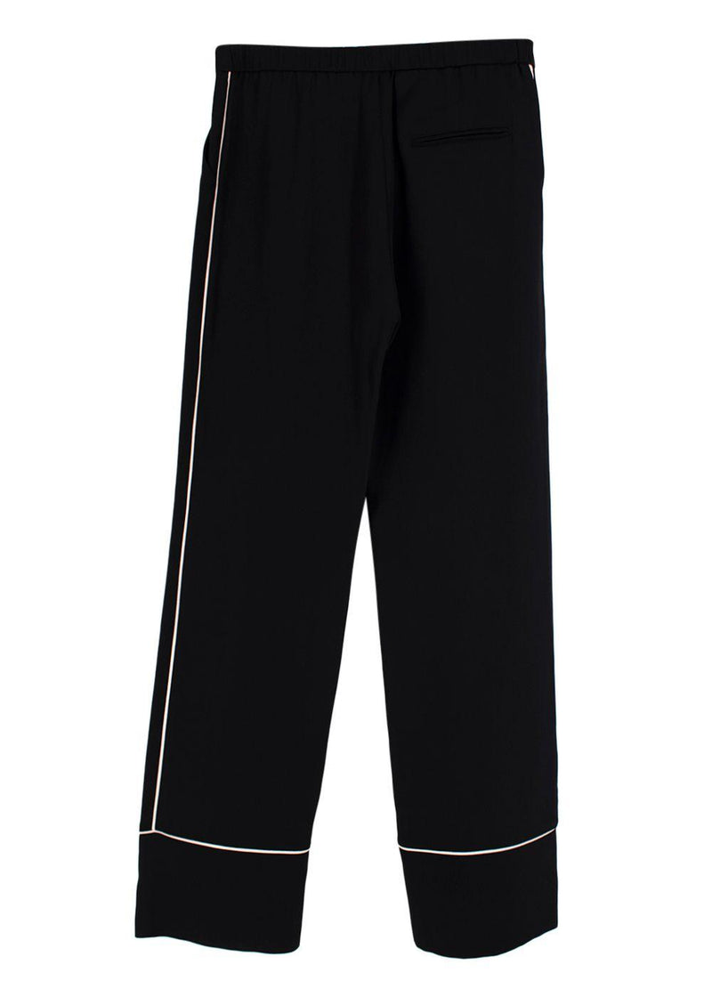Erdem Black Contrast Piping Silk Tailored Trousers