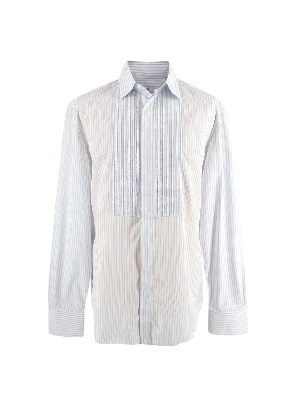 Blue Striped Cotton Dress Shirt