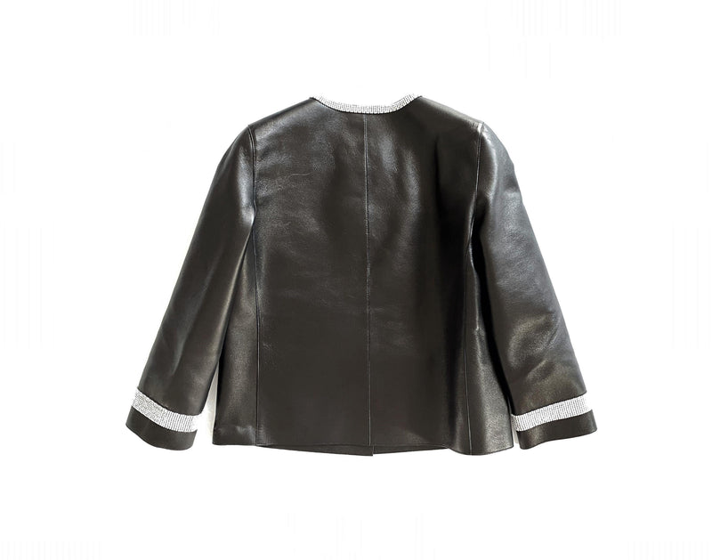 black leather cropped jacket
