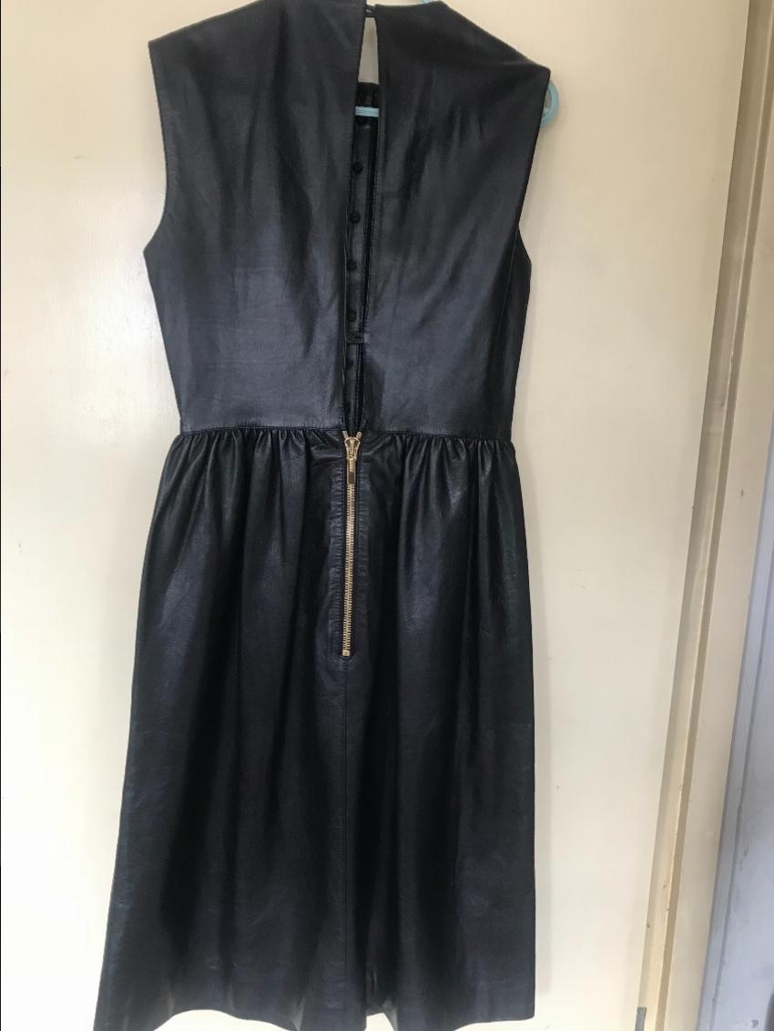 Fendi leather ruffle front dress