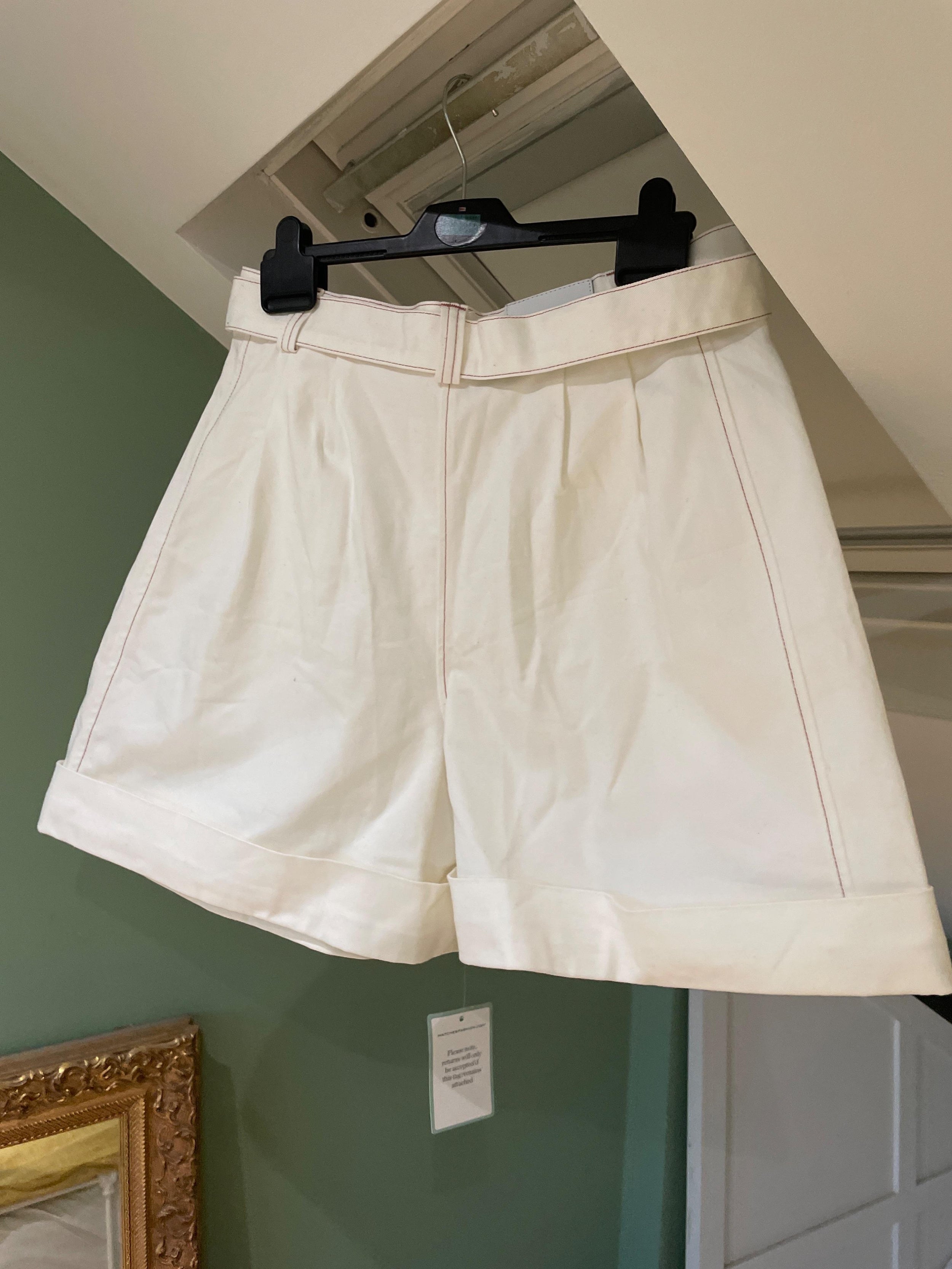 White cotton twill shorts