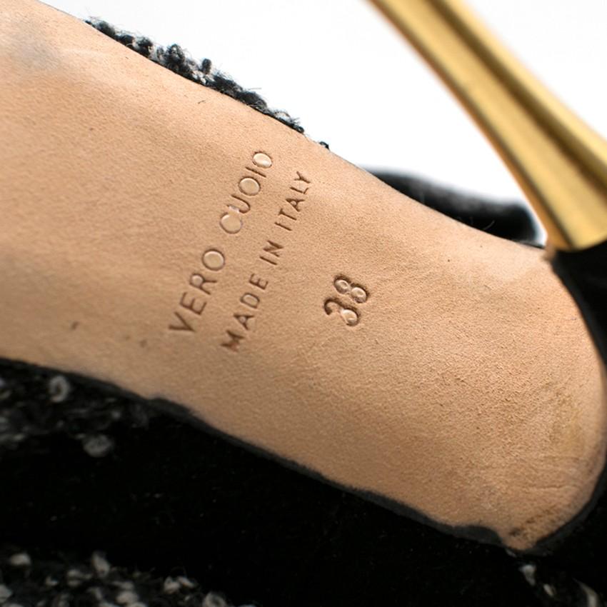 Oscar De La Renta Tweed Peep Toe Pin Heel Pumps