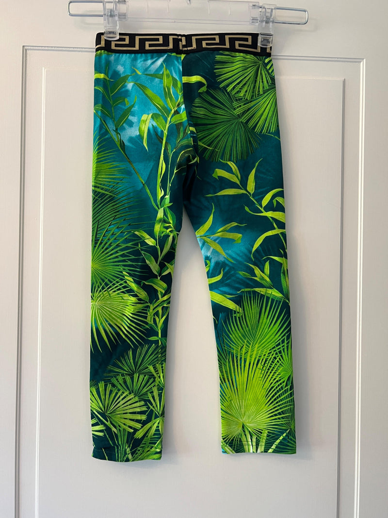 Young Versace palm print leggings