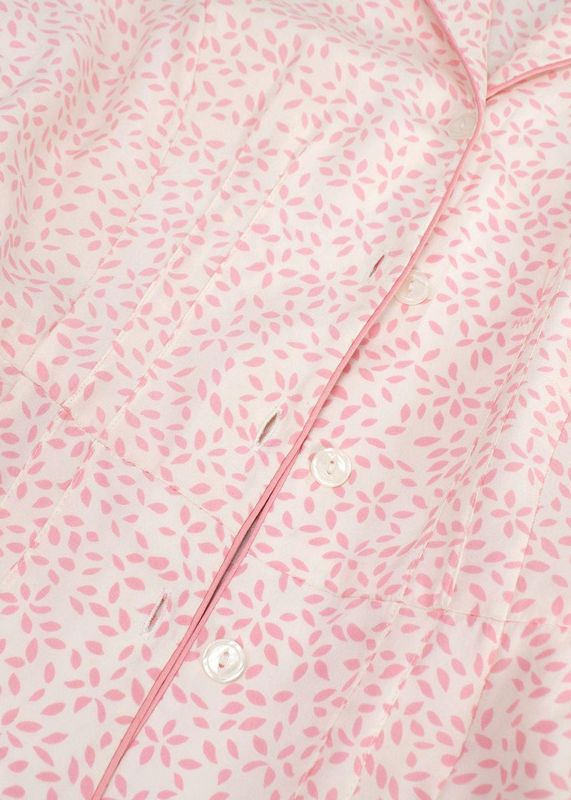 HVN Maria Light Pink Belted Printed Silk Dress
