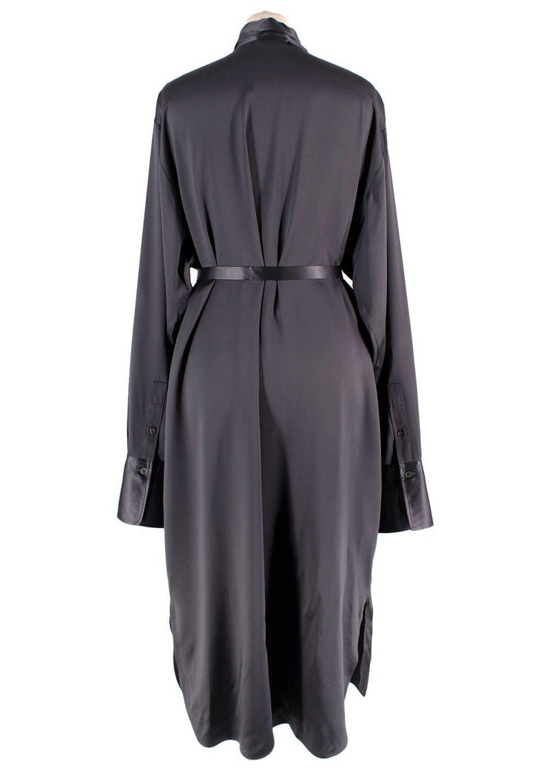 Joseph Grey Belted Silk Dress