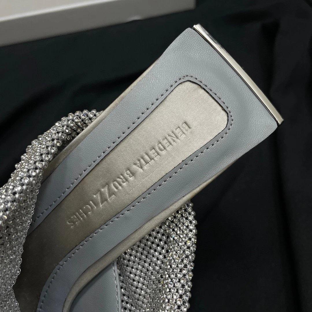 Benedetta Bruzziches Silver Rhinestone Mules