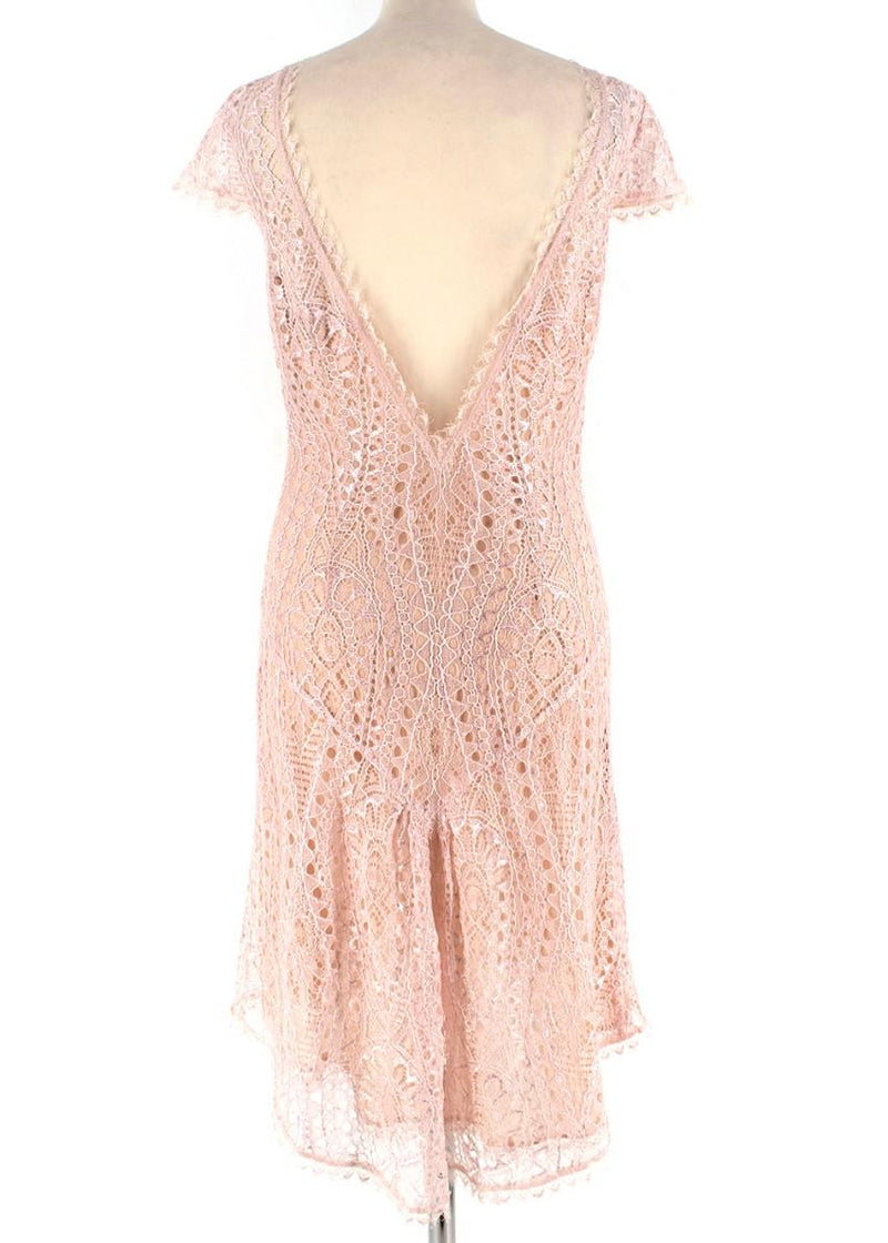 Emillio Pucci Soft Pink V-Back Lace Dress