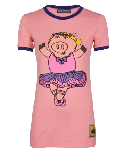 Dolce & Gabbana Pink Pig Ballerina T-shirt