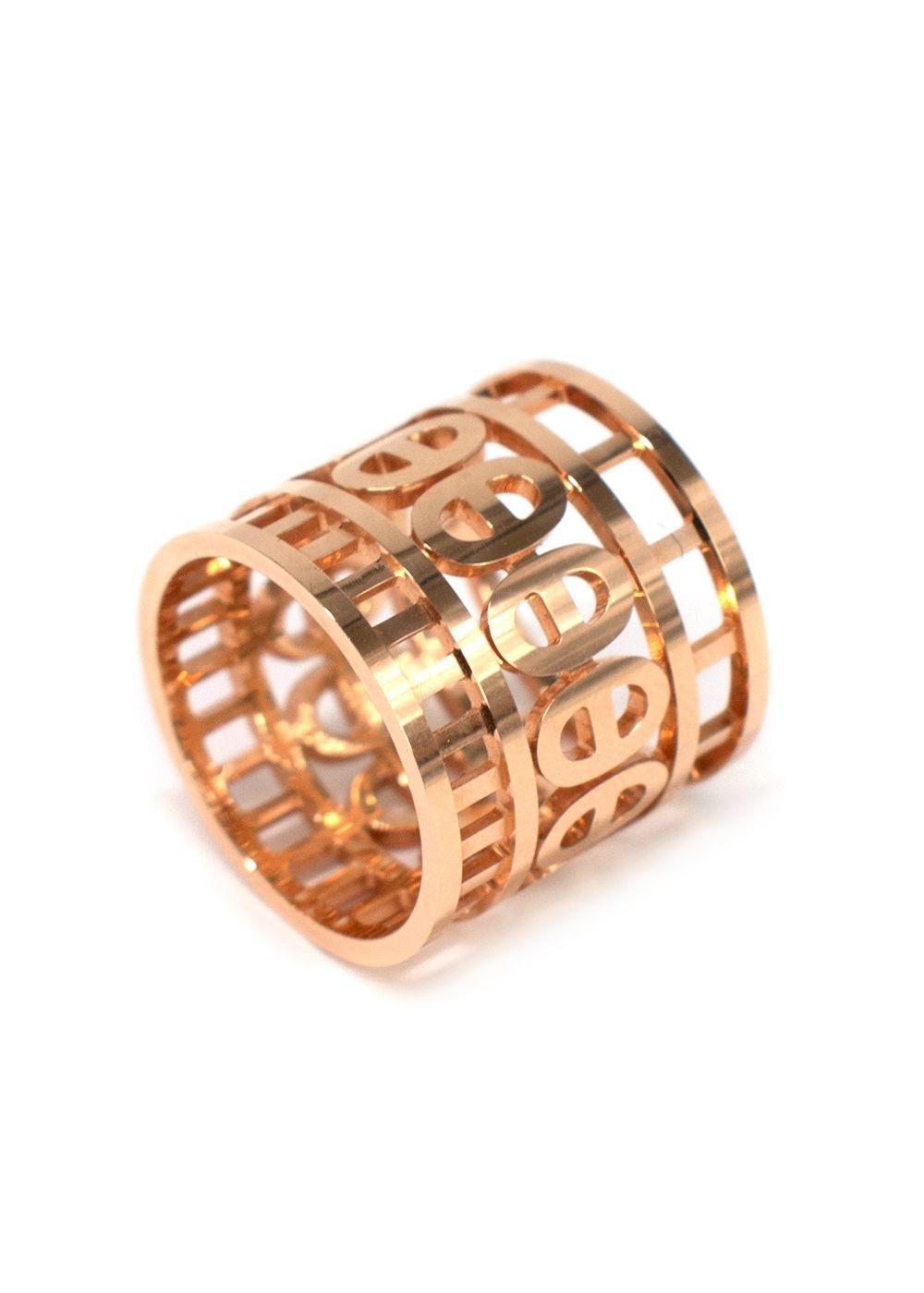 Hermes 18kt Rose Gold Chaine d'ancre Divine ring, large model