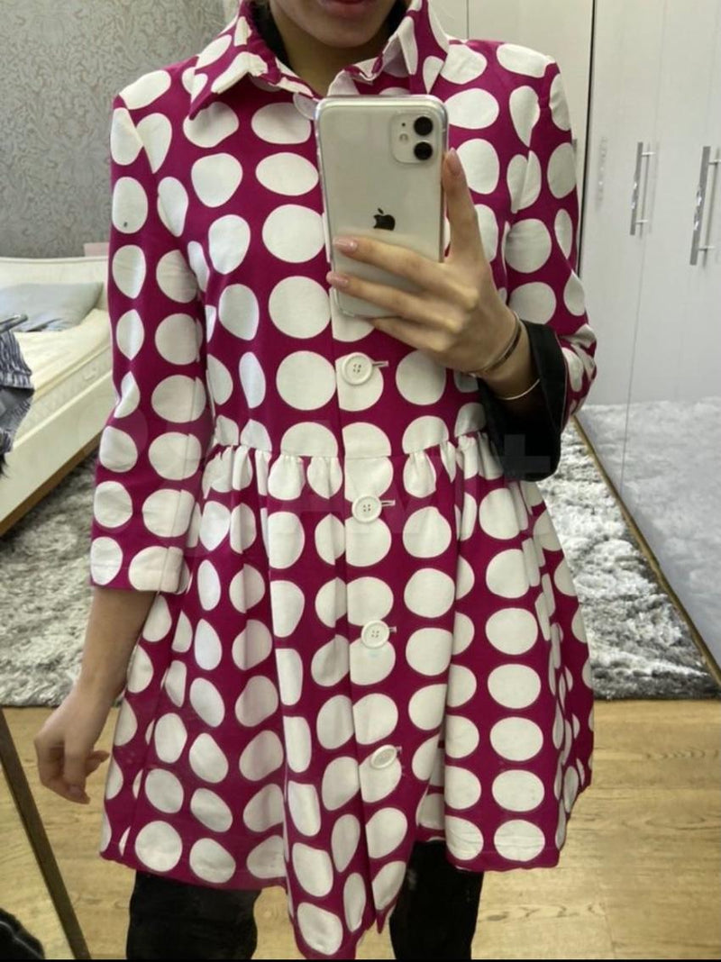 Love Moschino Red & White Polka Dot Tretch Coat