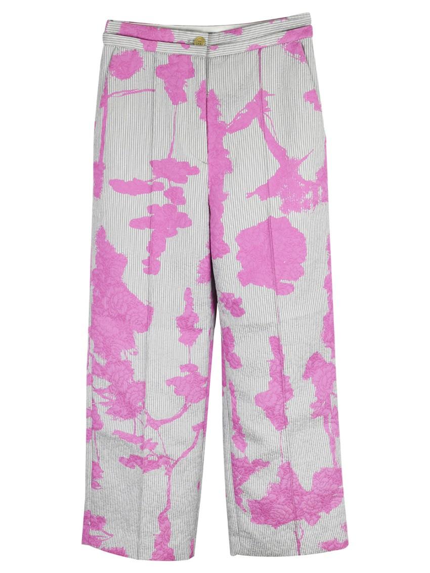Chalayan Tree Print Wide Leg Crepe Cropped Pants