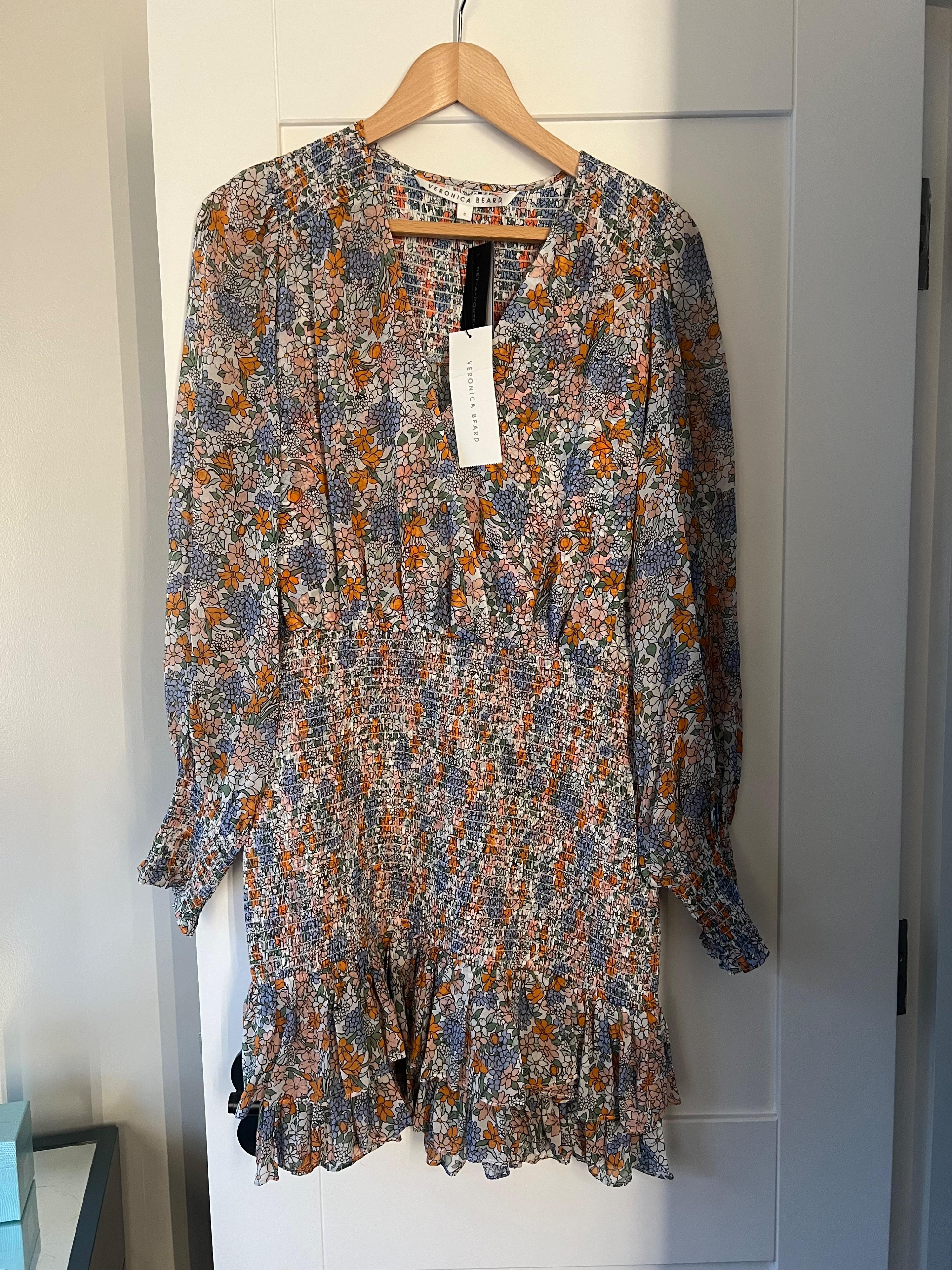 Veronica Beard Floral Saera Smocked Mini Dress