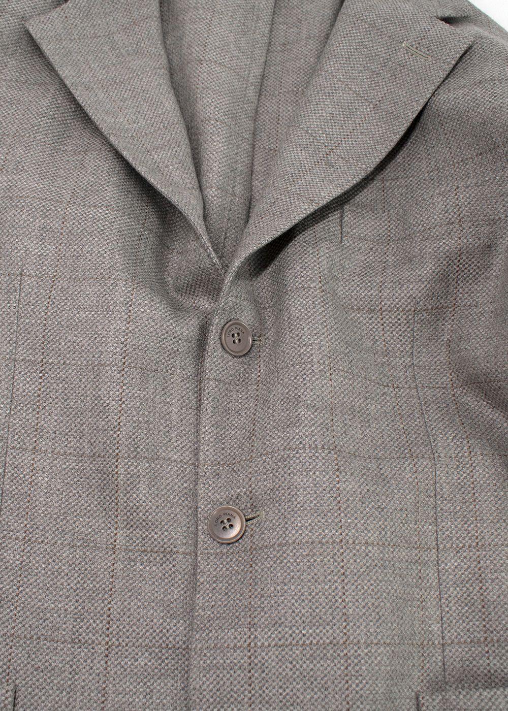 Loro Piana Grey Check Wool Single-breasted Blazer