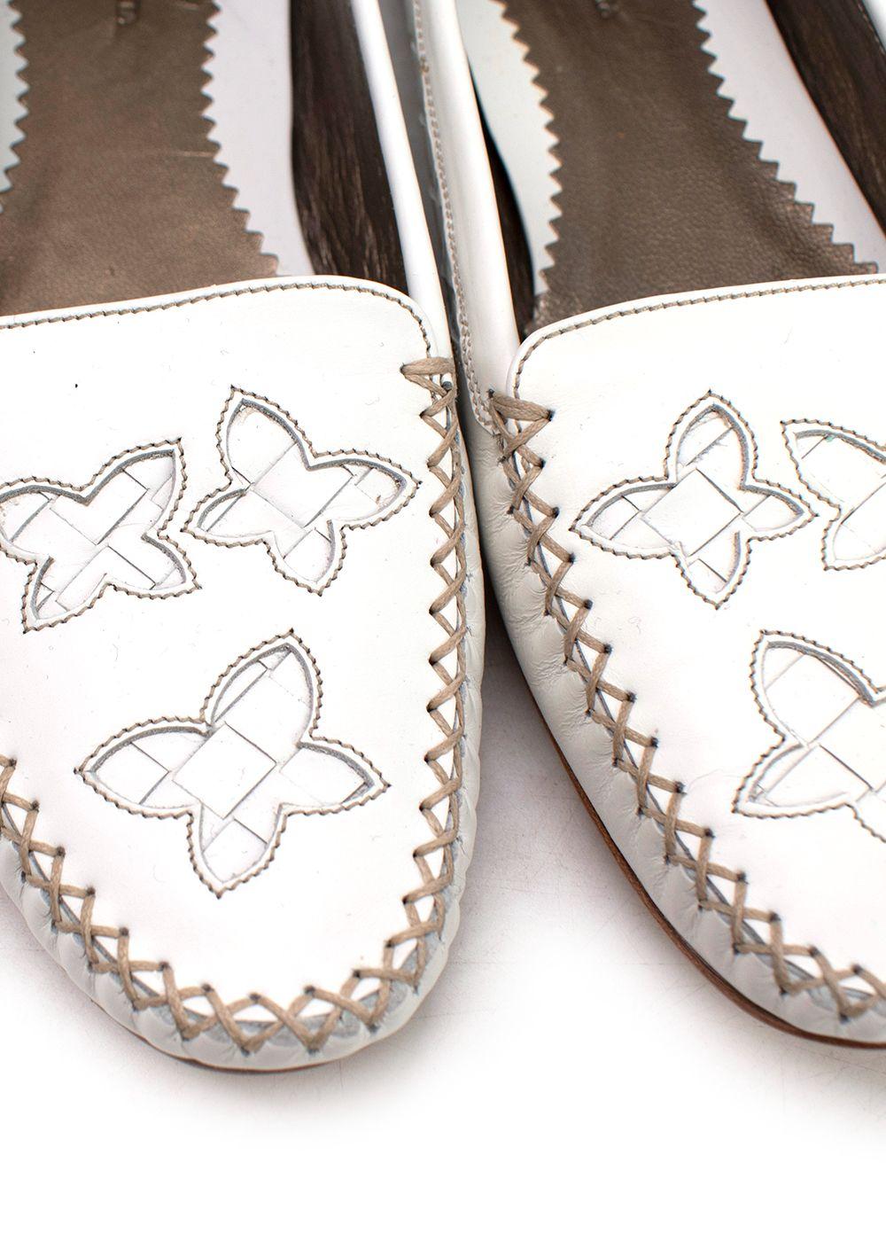 Bottega Veneta White Intrecciato Laser-cut Loafers