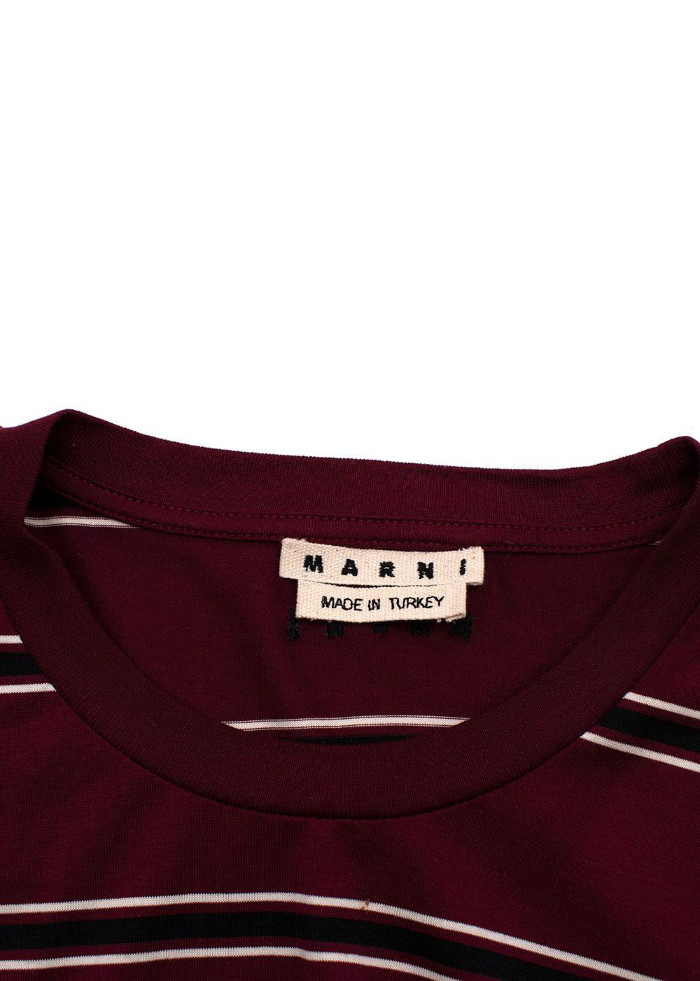 Burgundy & black striped cotton jersey T-shirt