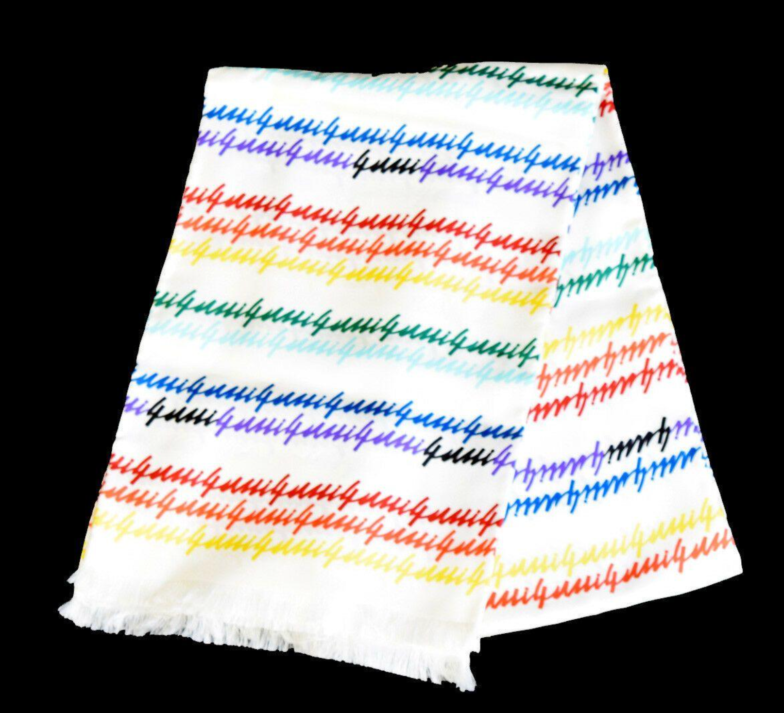 Rainbow Script Logo Printed Silk Scarf