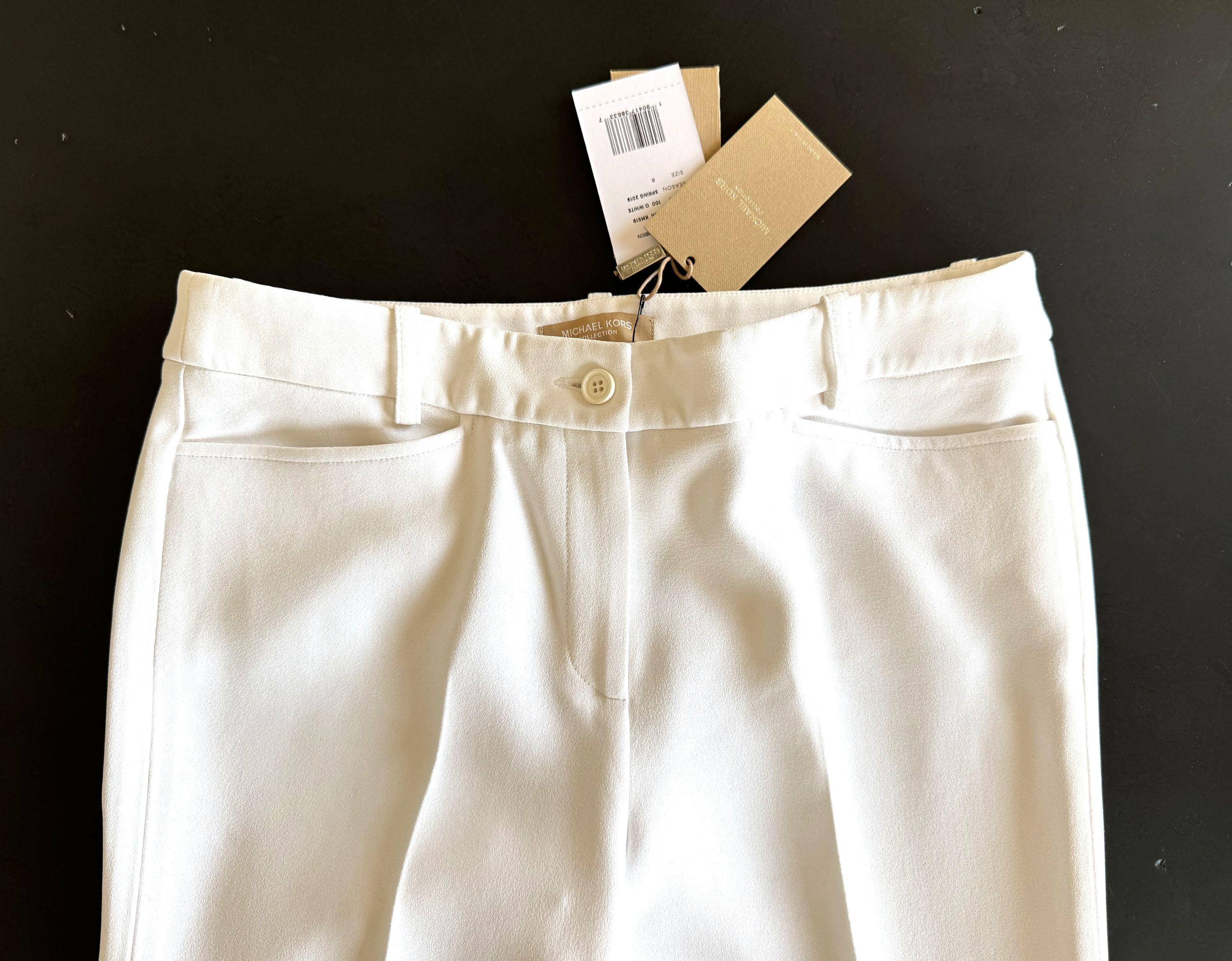 Michael Kors White Crepe Cropped Trousers