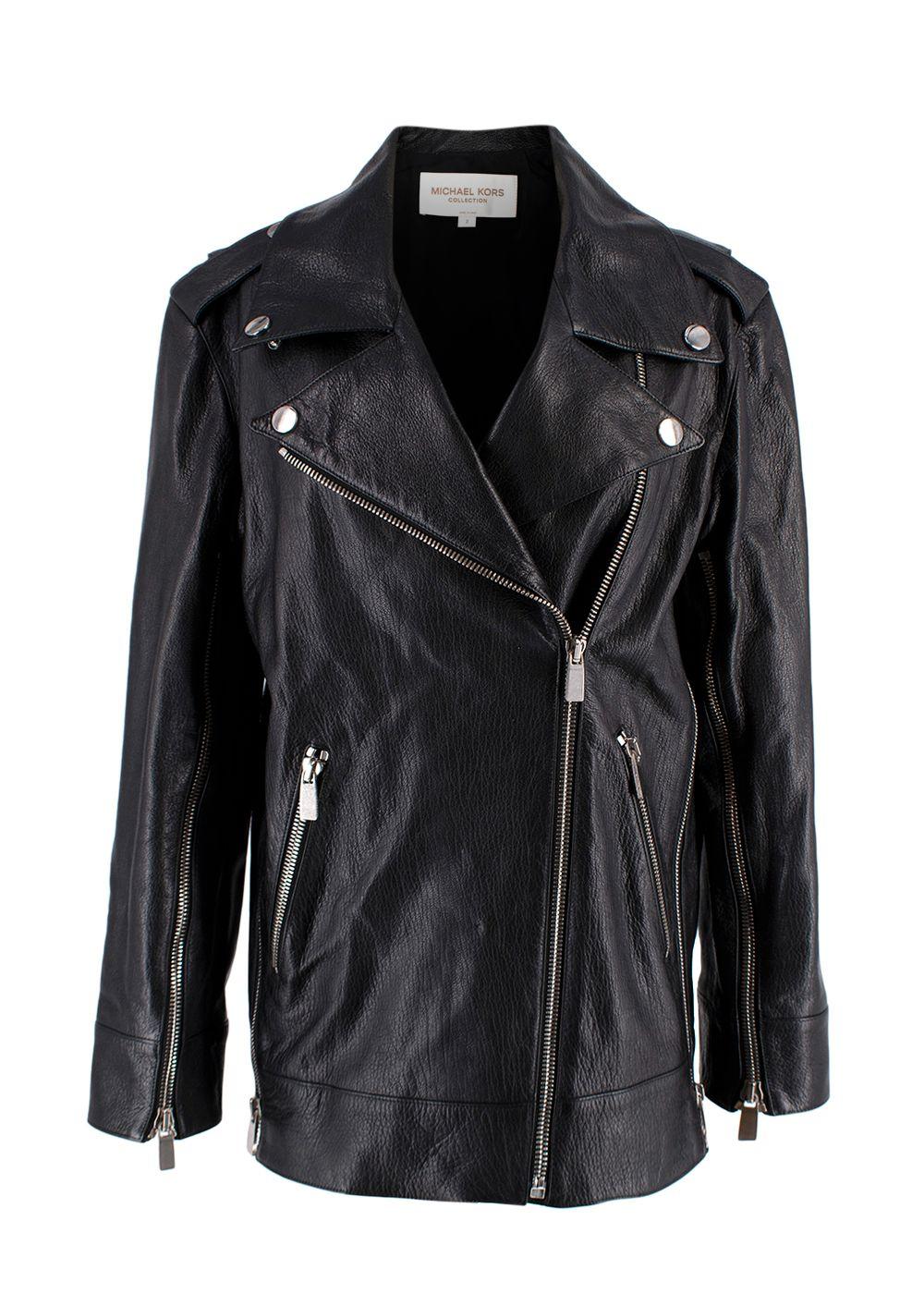 Michael Kors Collection Black Leather Biker Jacket