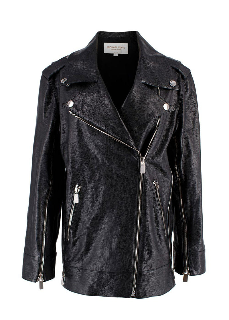 Michael Kors Collection Black Leather Biker Jacket