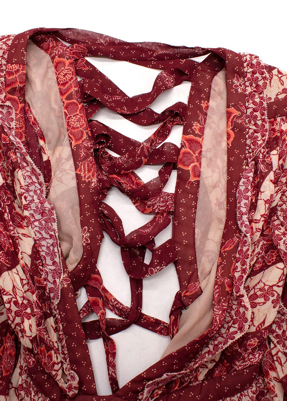Zimmermann Red Eyes On Summer Lace-up Printed Chiffon Maxi Dress