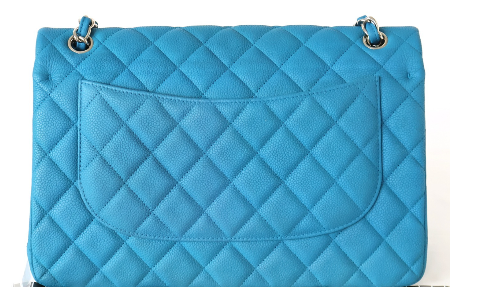 Chanel Bright Blue Double Flap Bag With Silver Hardware