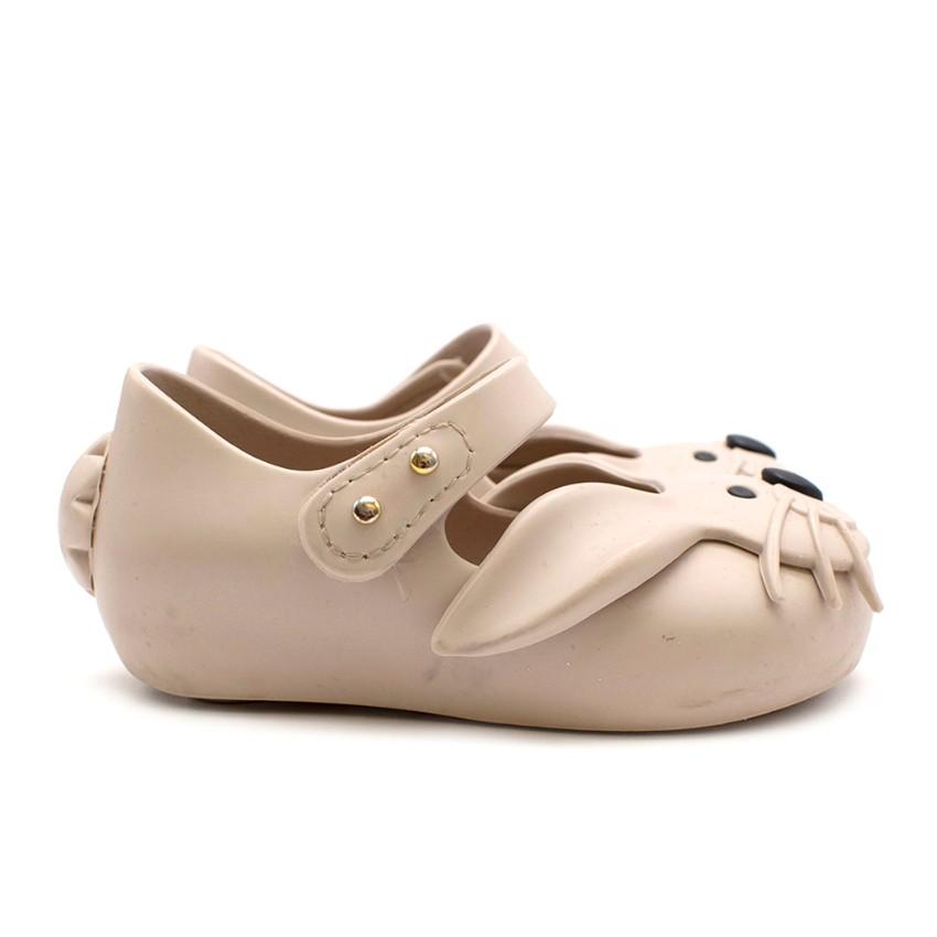 Mini Melissa Beige Bunny Peep-Toe Jelly Shoes