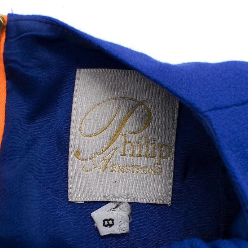 Philip Armstrong bow-detail blue wool-crepe dress