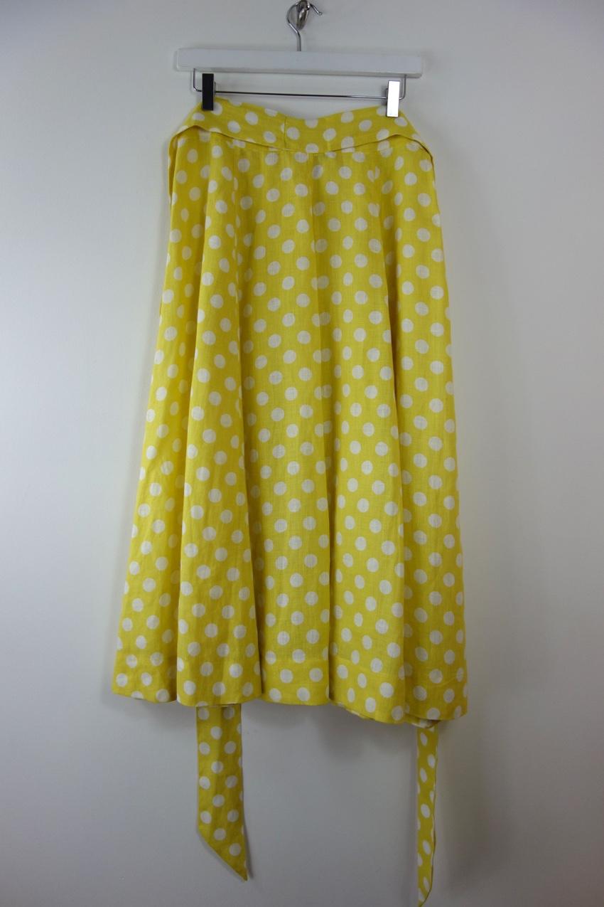 Lisa Marie Fernandez Yellow Linen A-Line Midi Skirt