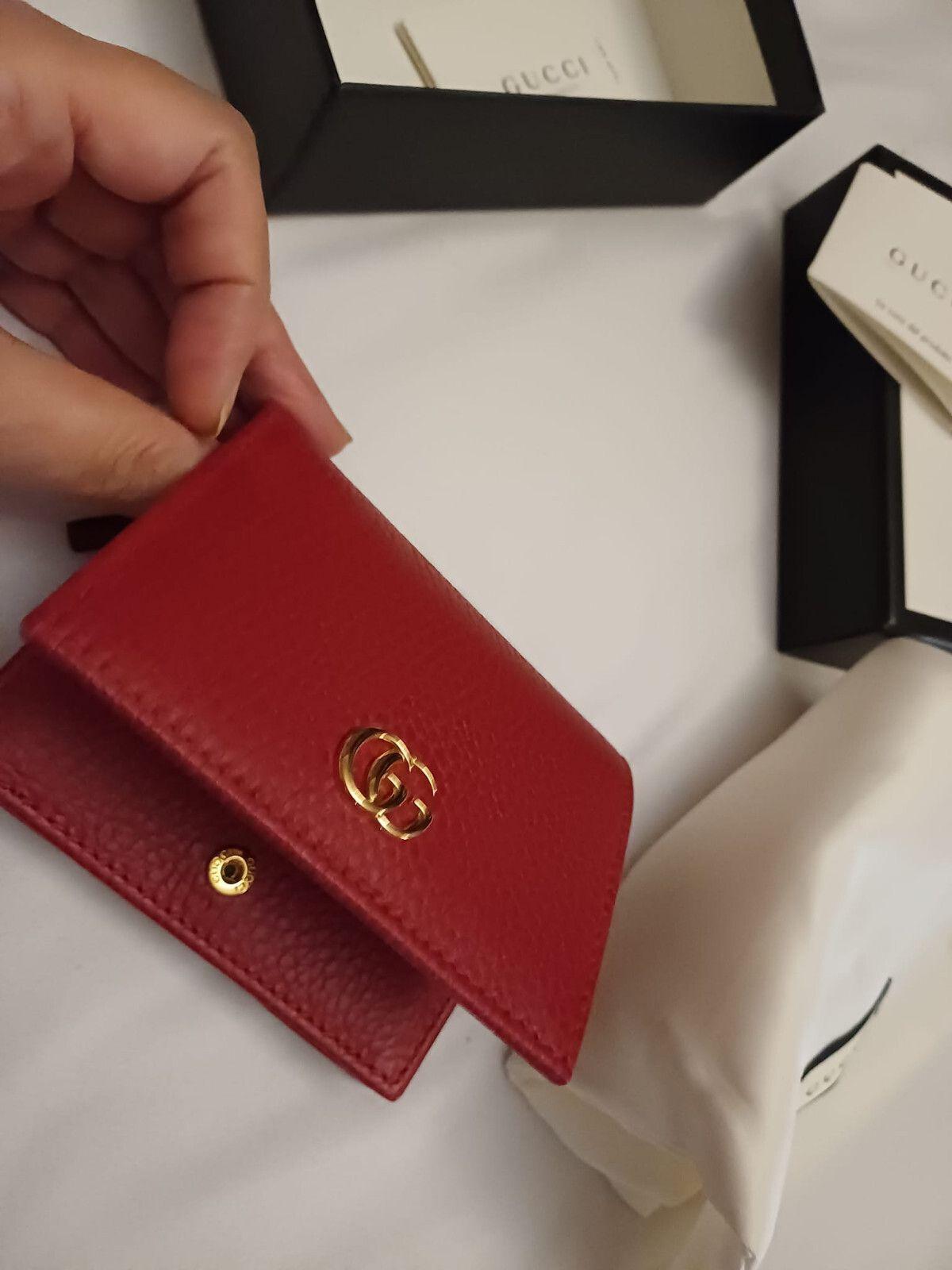 Gucci red Leather Marmont Mini Wallet