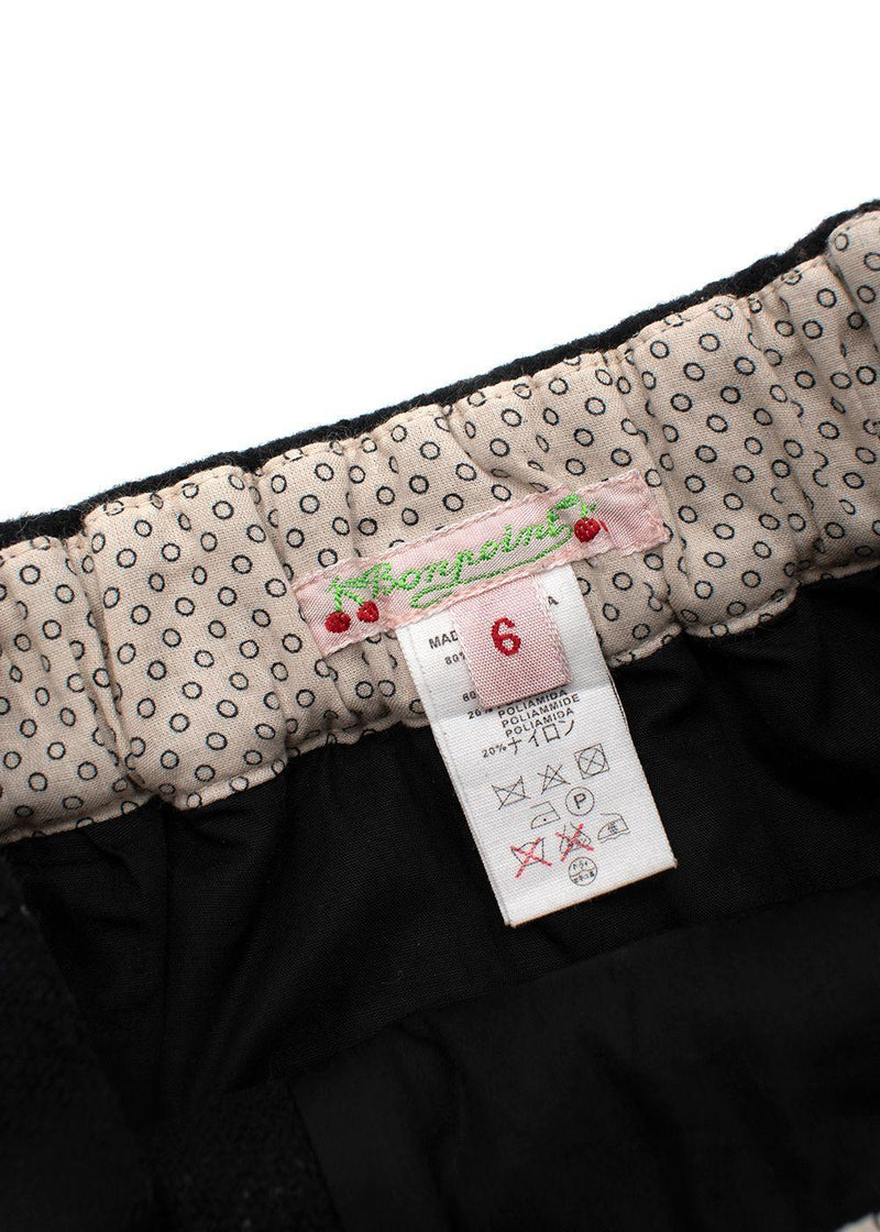 Black Wool-Blend Button Skirt