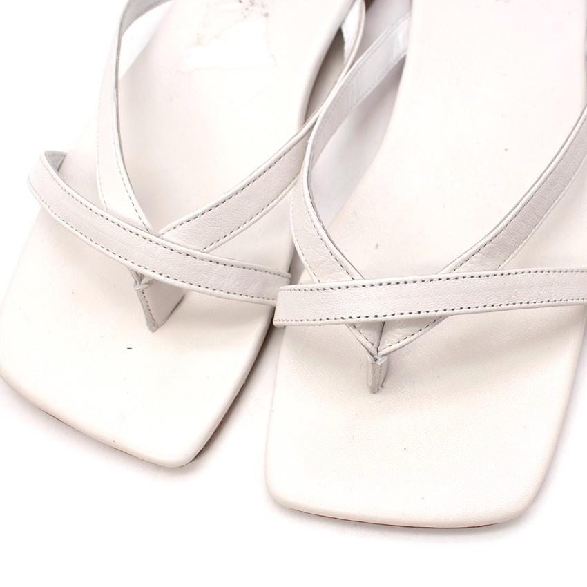 By Far Deni White Leather Flat Sandals