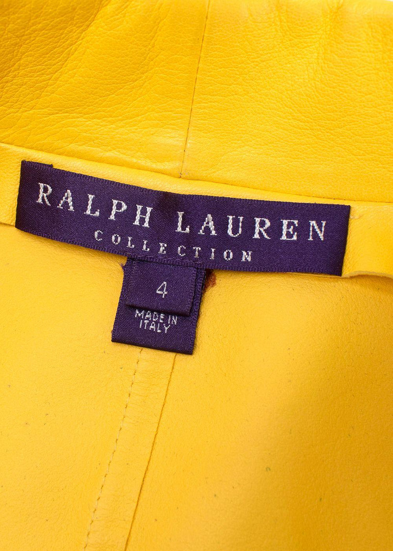 Ralph Lauren Collection Cropped Yellow Leather Jacket