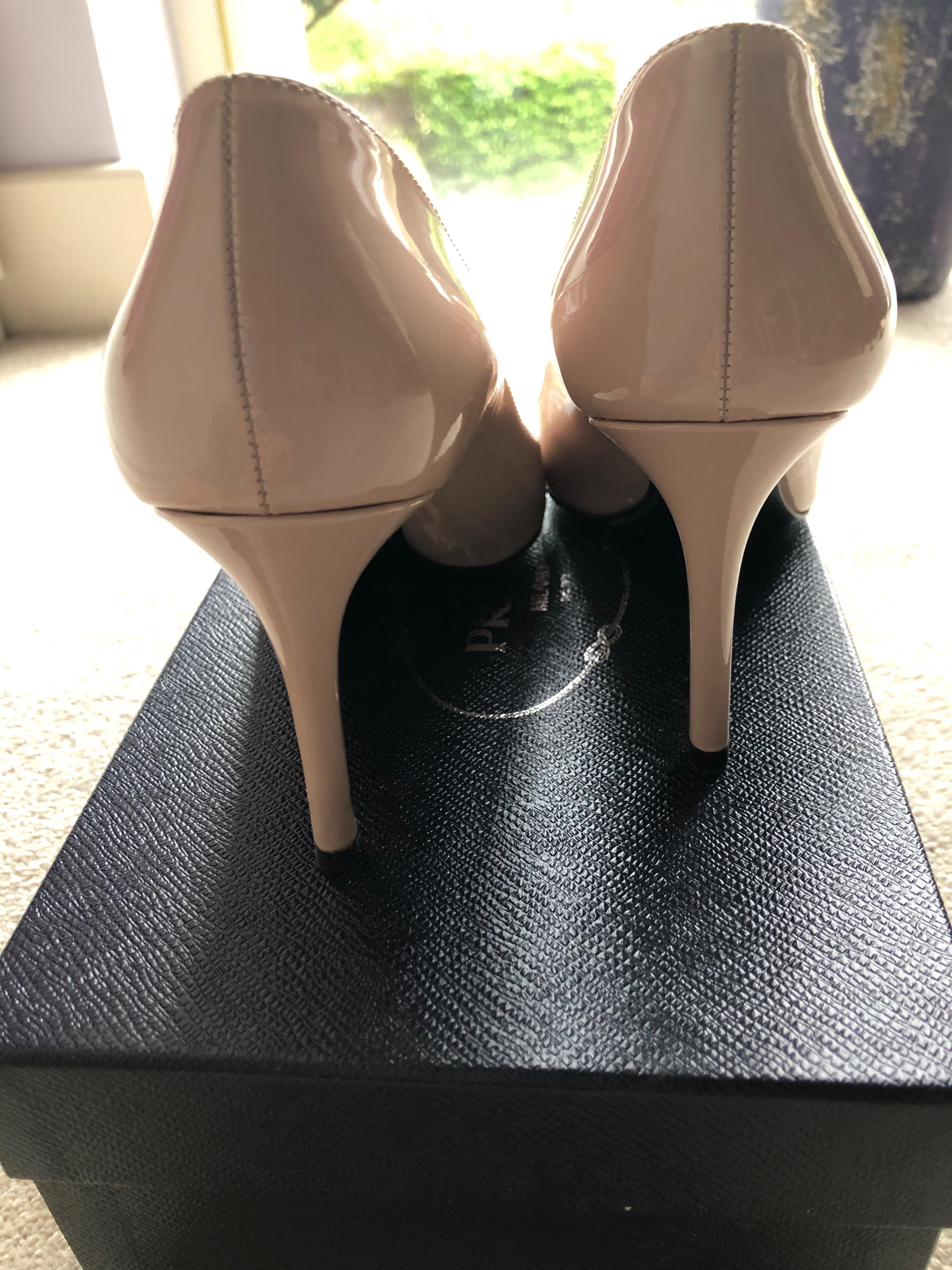 Prada Nude Patent Leather Stiletto Heels