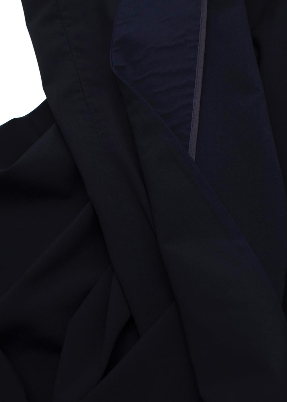 Prada Navy and Black Pleated Midi Skirt with Buckle Detail