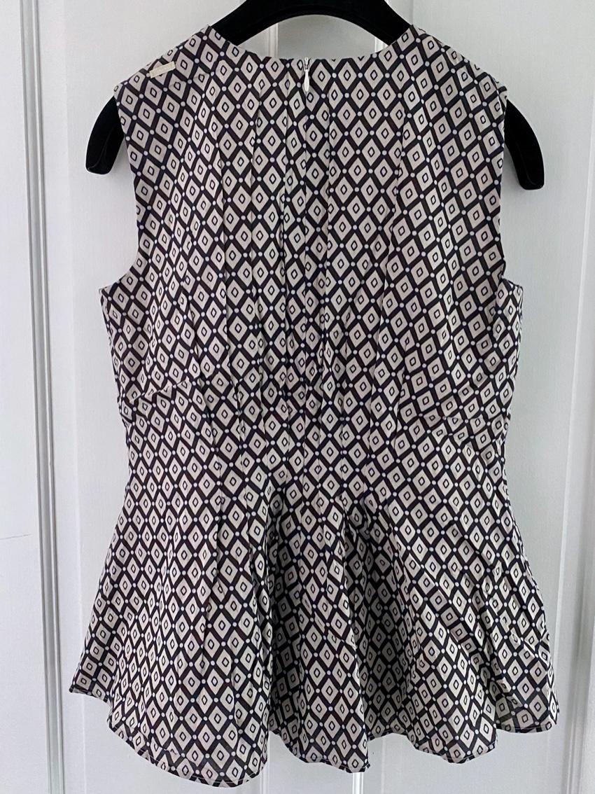 Max Mara Pleated Geometric Print Sleeveless Top