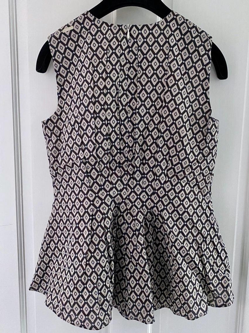 Max Mara Pleated Geometric Print Sleeveless Top