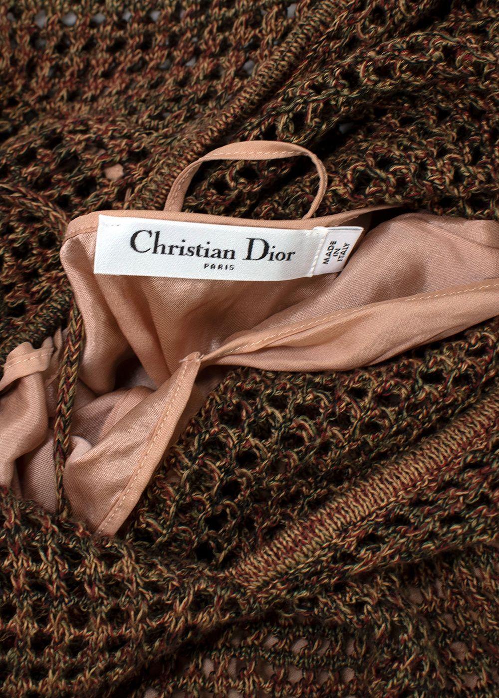 Dior Brown Open Knit Key-hole Neck Jumper