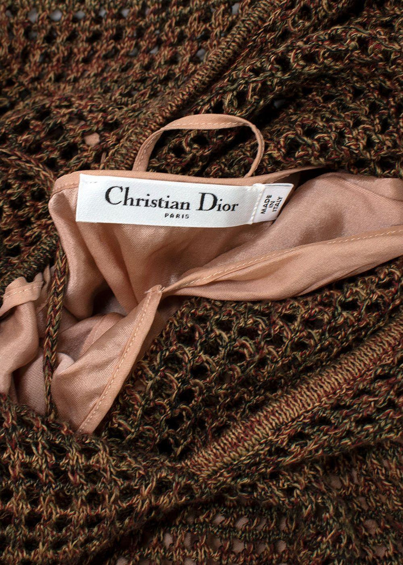 Dior Brown Open Knit Key-hole Neck Jumper