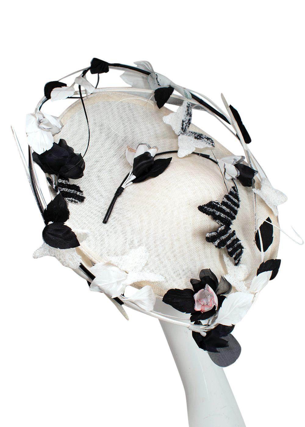 Edwina Ibbotson Cream Woven Floral Hat