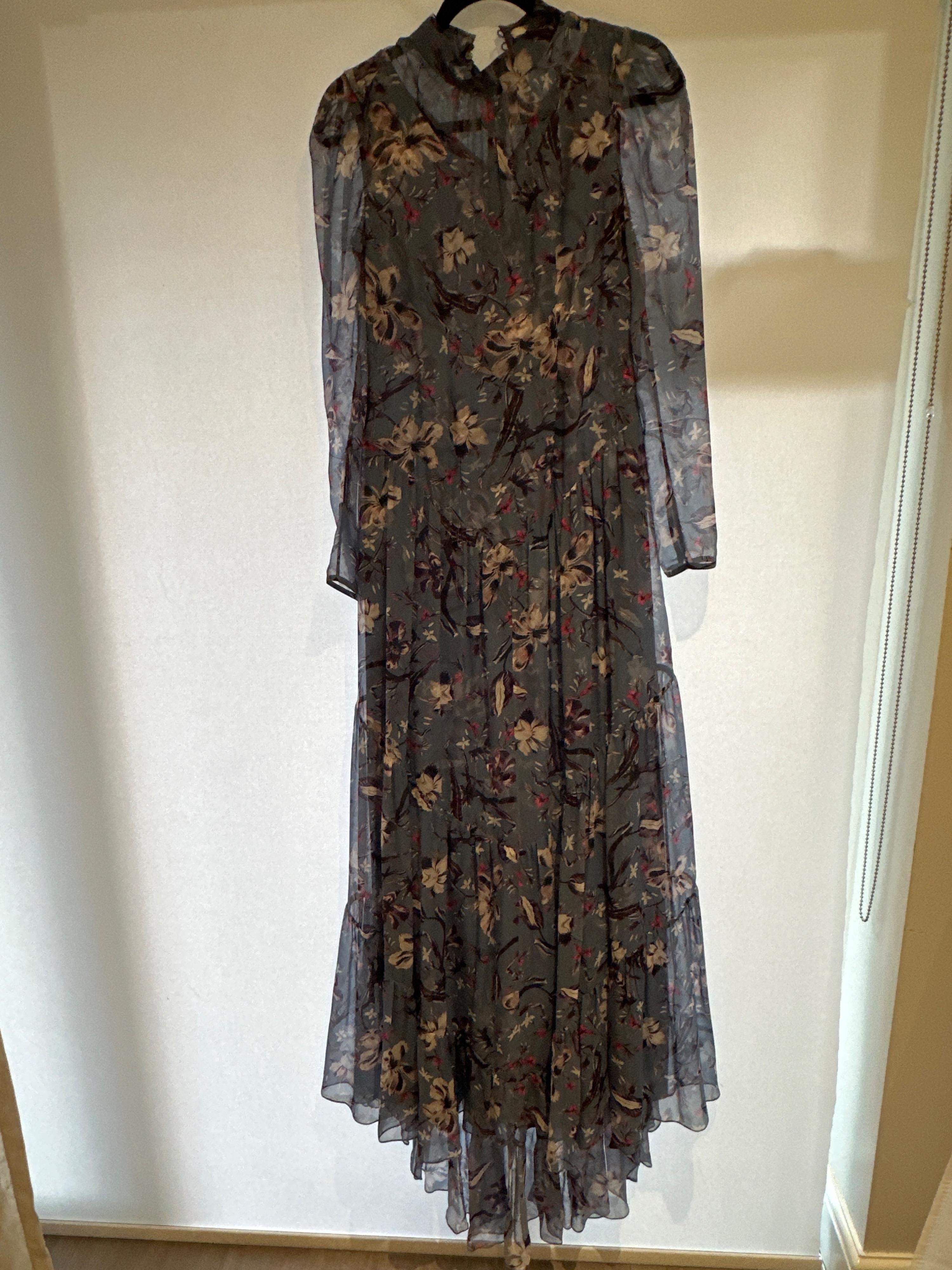 Floral Print Long Sleeved Gown