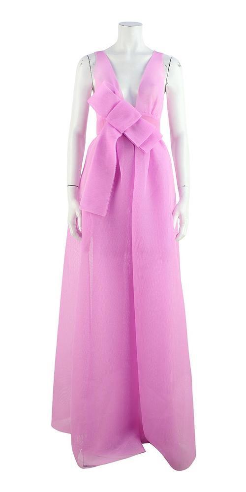 Pink Neoprene Net Maxi Dress