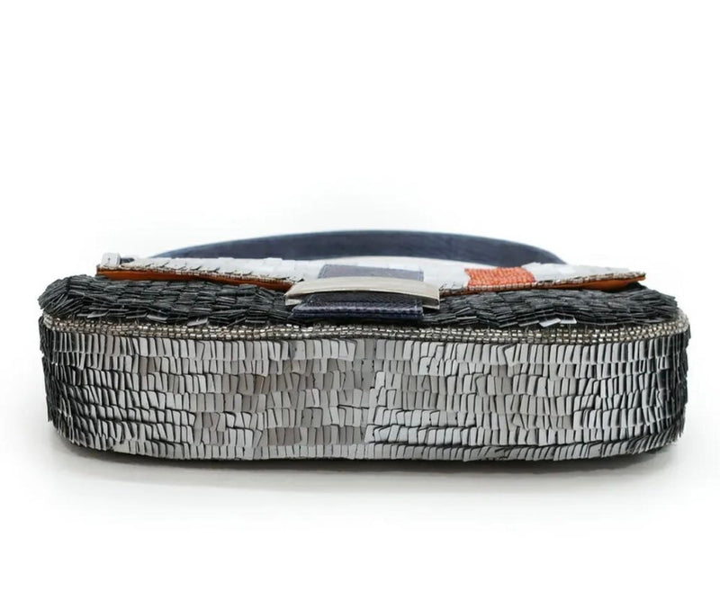 Silver Pleated Sequin Collectors Baguette