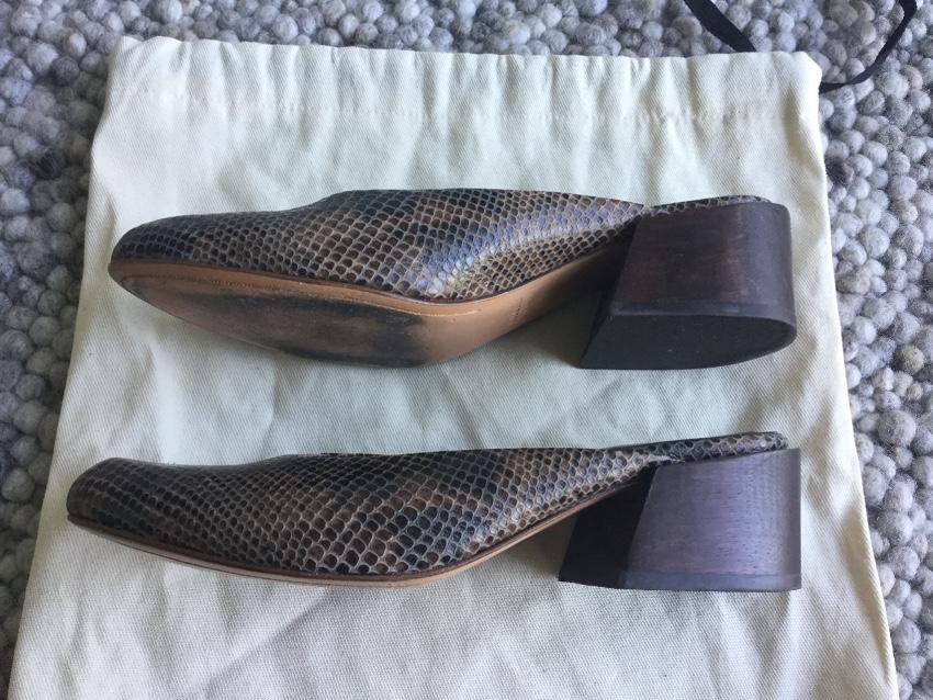 Mari Giudicelli  brown embossed leather mules