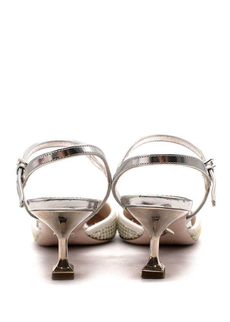 Miu Miu Silver Glitter Kitten Heels