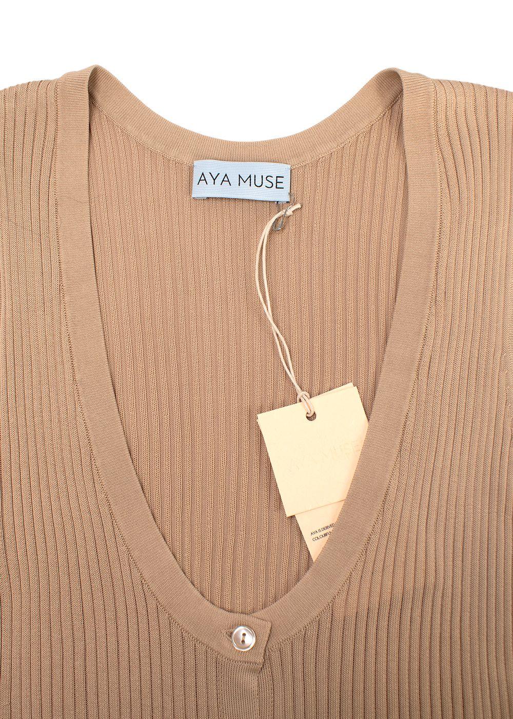 Aya Muse Beige Ribbed Tank Top