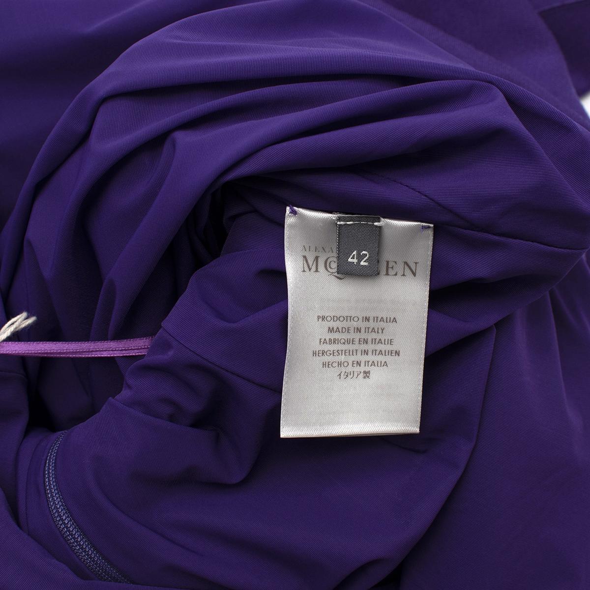 Alexander McQueen Violet Wool Jersey Frill Hem Dress