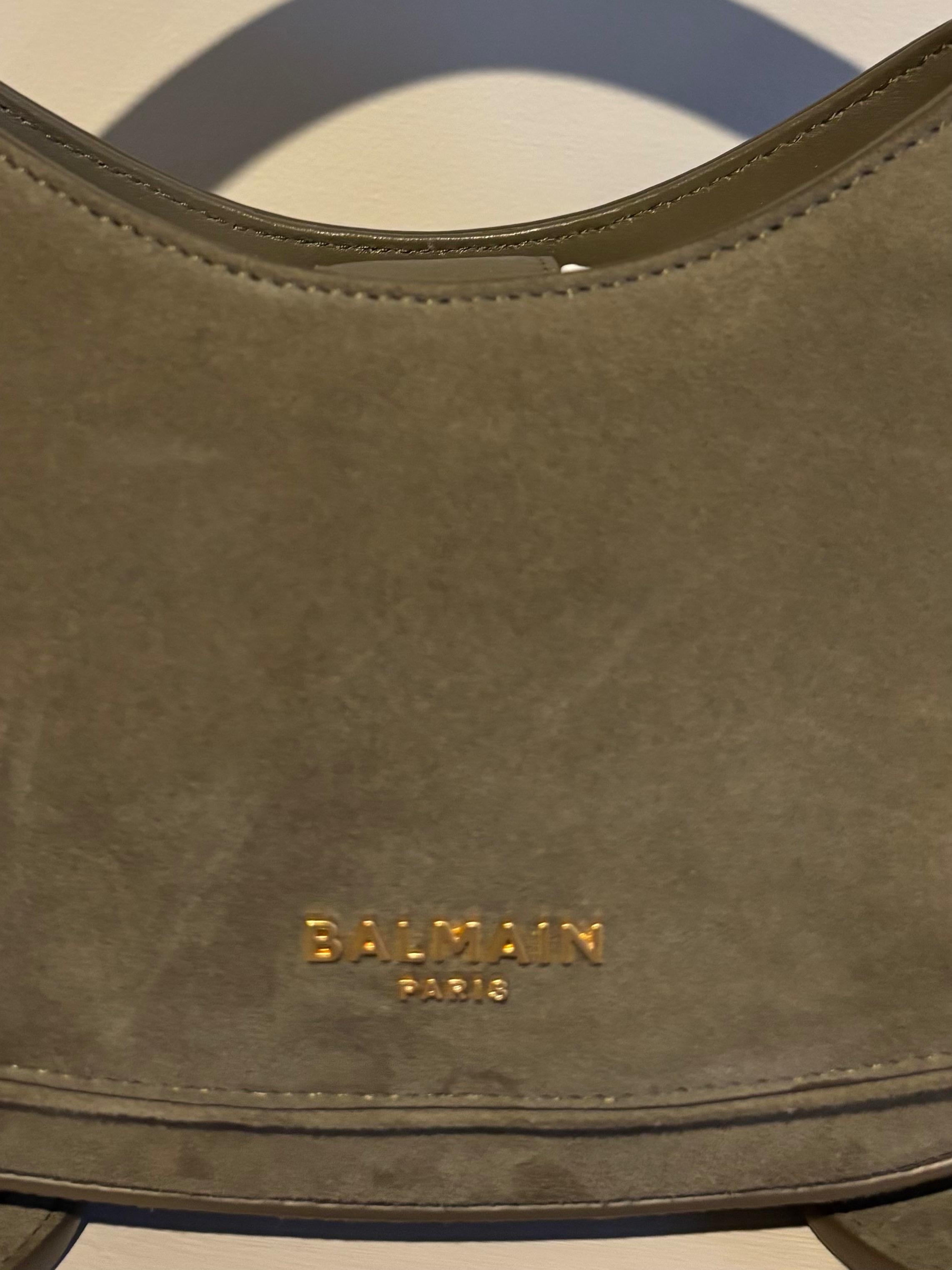 Balmain Khaki Suede Jodie Madame Bag