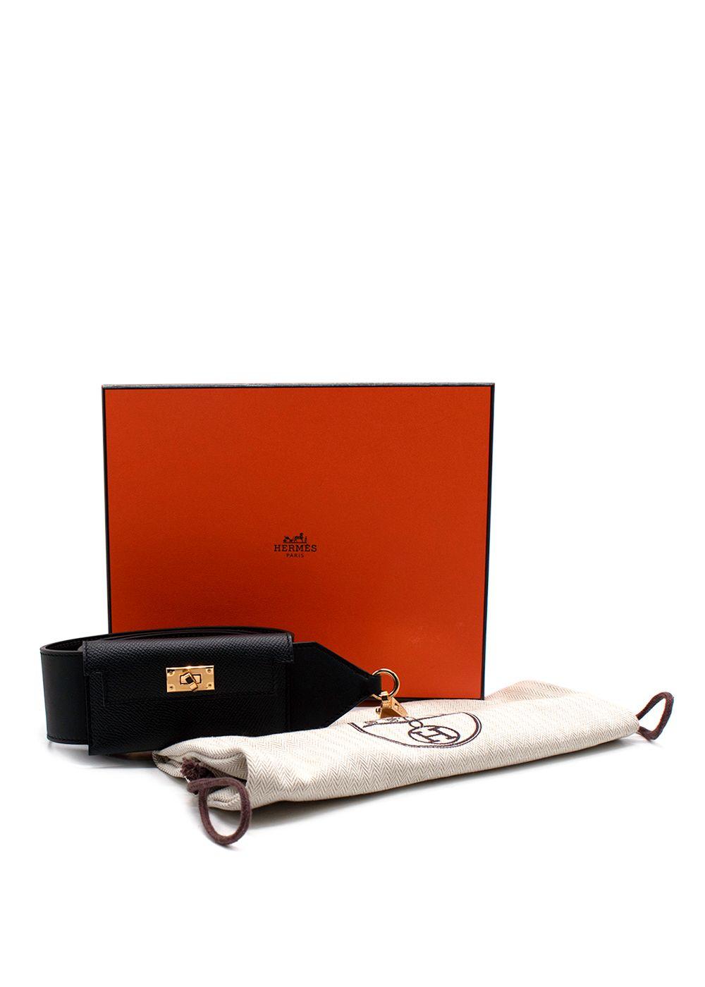 Hermes Noir Kelly Pocket Bag Strap with Gold Hardware