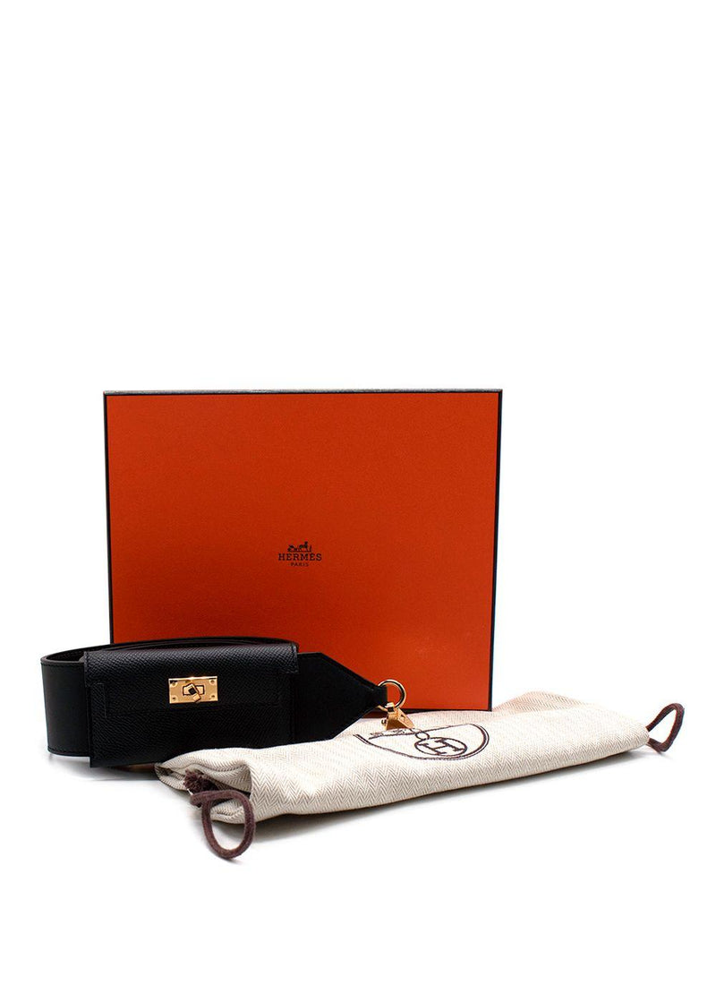 Hermes Noir Kelly Pocket Bag Strap with Gold Hardware