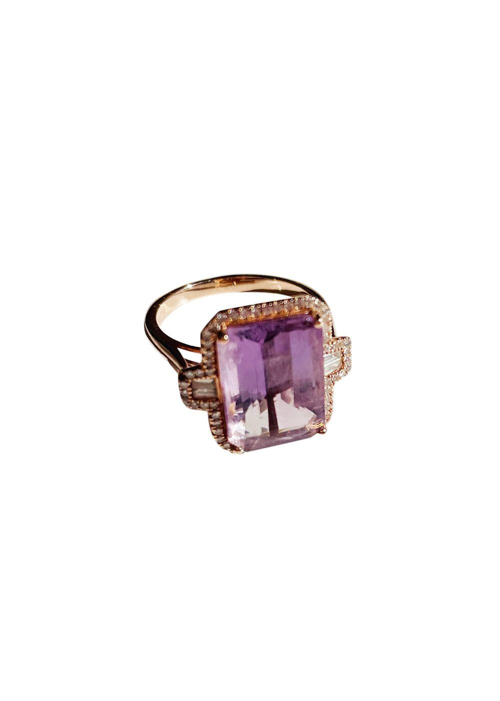 Diamond & Morganite 14kt Rose Gold Cocktail Ring - Size 7.5